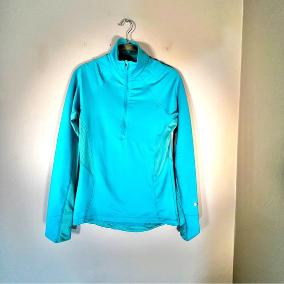 Under‎ Armour Shirt Cold Gear Teal Fitted Athletic Top Size Small 1/2 Zip - Picture 1 of 6